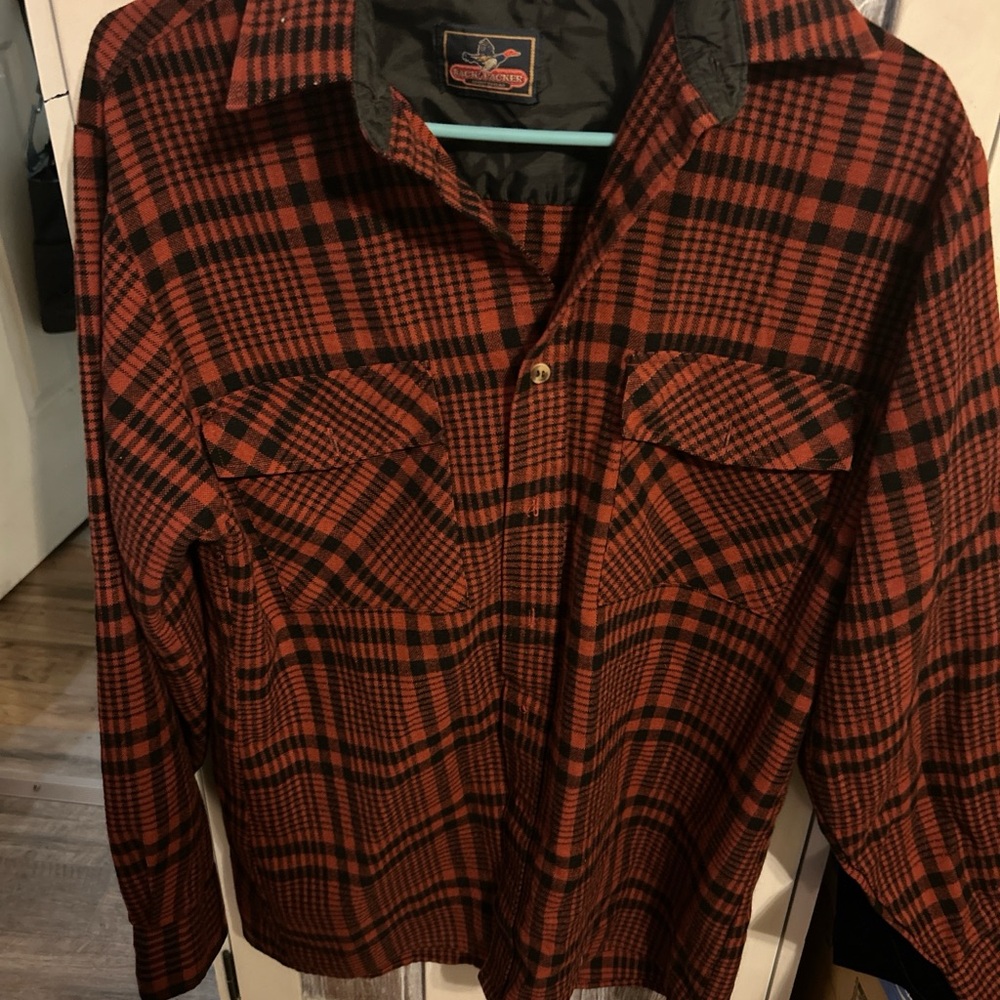 Red and Black Plaid Men's Casual Button Down Shirt